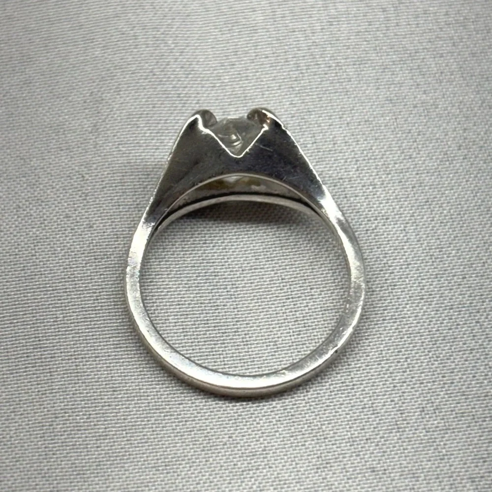 Espo Glass Ring Womens Size 5 Silver Fair Vintage Sterling Statement Geometric